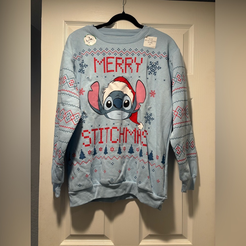Disney Light Blue "Merry Stitchmas" Stitch Holiday Sweater